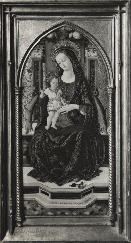 Anonimo — Alemanno Pietro - sec. XV - Madonna in trono col Bambino benedicente — insieme